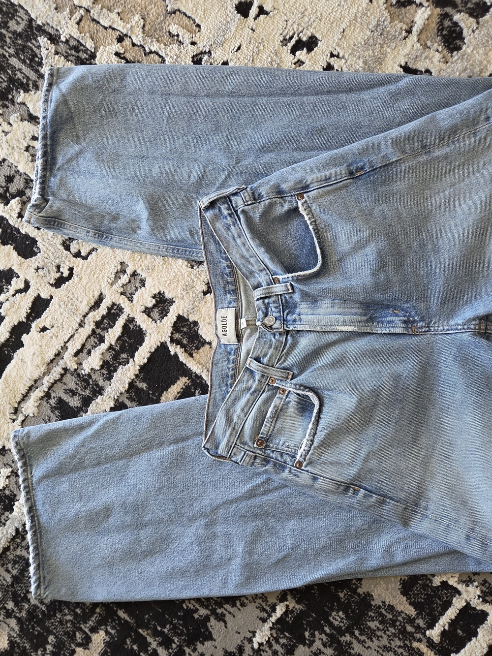 Agolde Light Blue Straight-Leg High-Rise Jeans